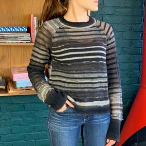 A.L.C Striped Light Weight Sheer Wool Knit Sweater